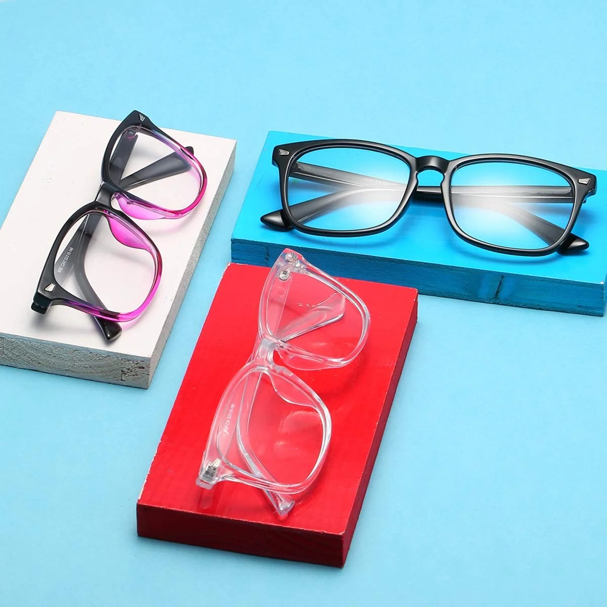 aisswzber Unisex Stylish Square Non-Prescription Eyeglasses Clear Transparent 2